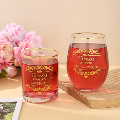 Engraved with 10 Years of Mrs Always Right Whiskey Glass